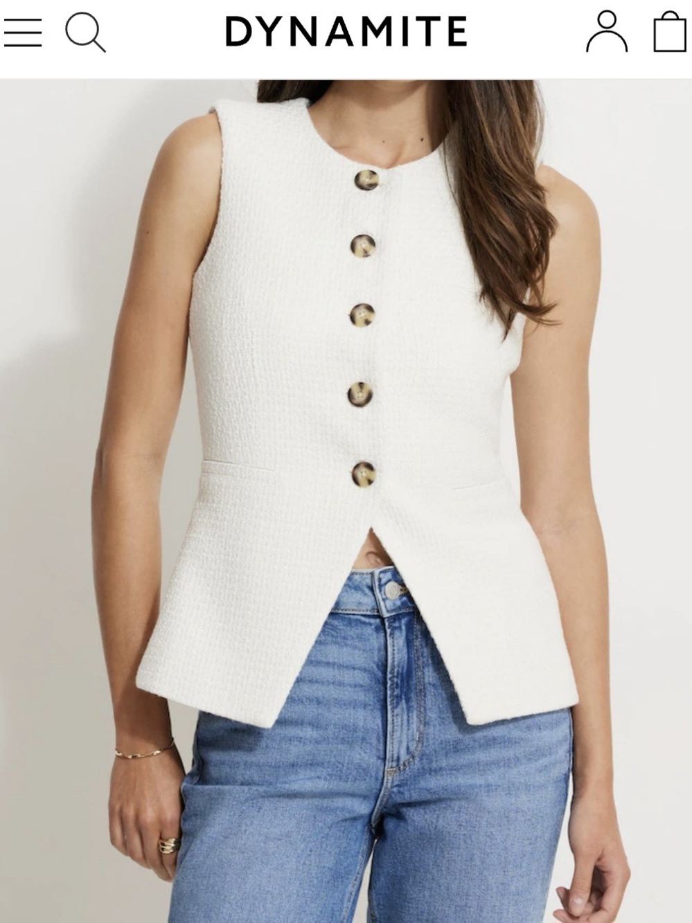 Dynamite White Textured Sleeveless Vest